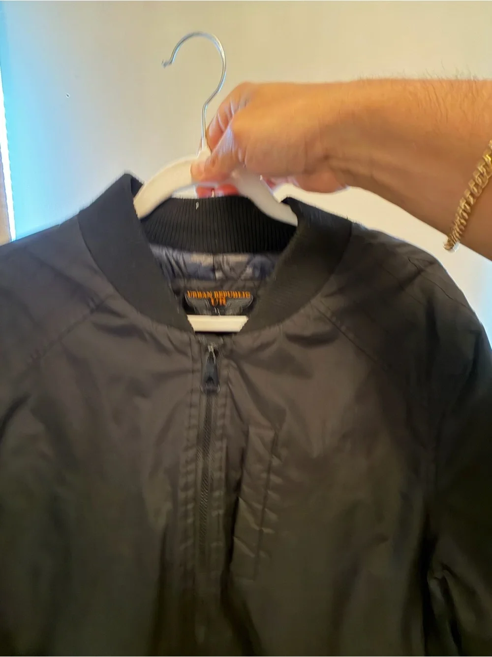 Urban Republic Black Men's Bomber Jacket with Zip Front